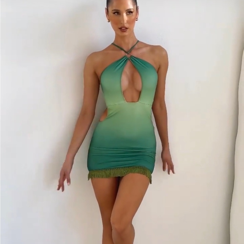Outcast Clothing green ombré mini dress with cut outs size XS worn once